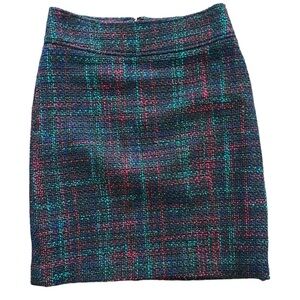 Talbots Woman Size 6 Black Pink Green Tweed Wool Blend Skirt $80 Career